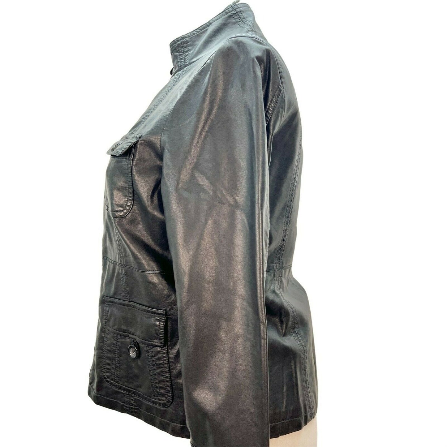 Kelly by Clinton Kelly Medium Black Zip Vegan Leather Jacket