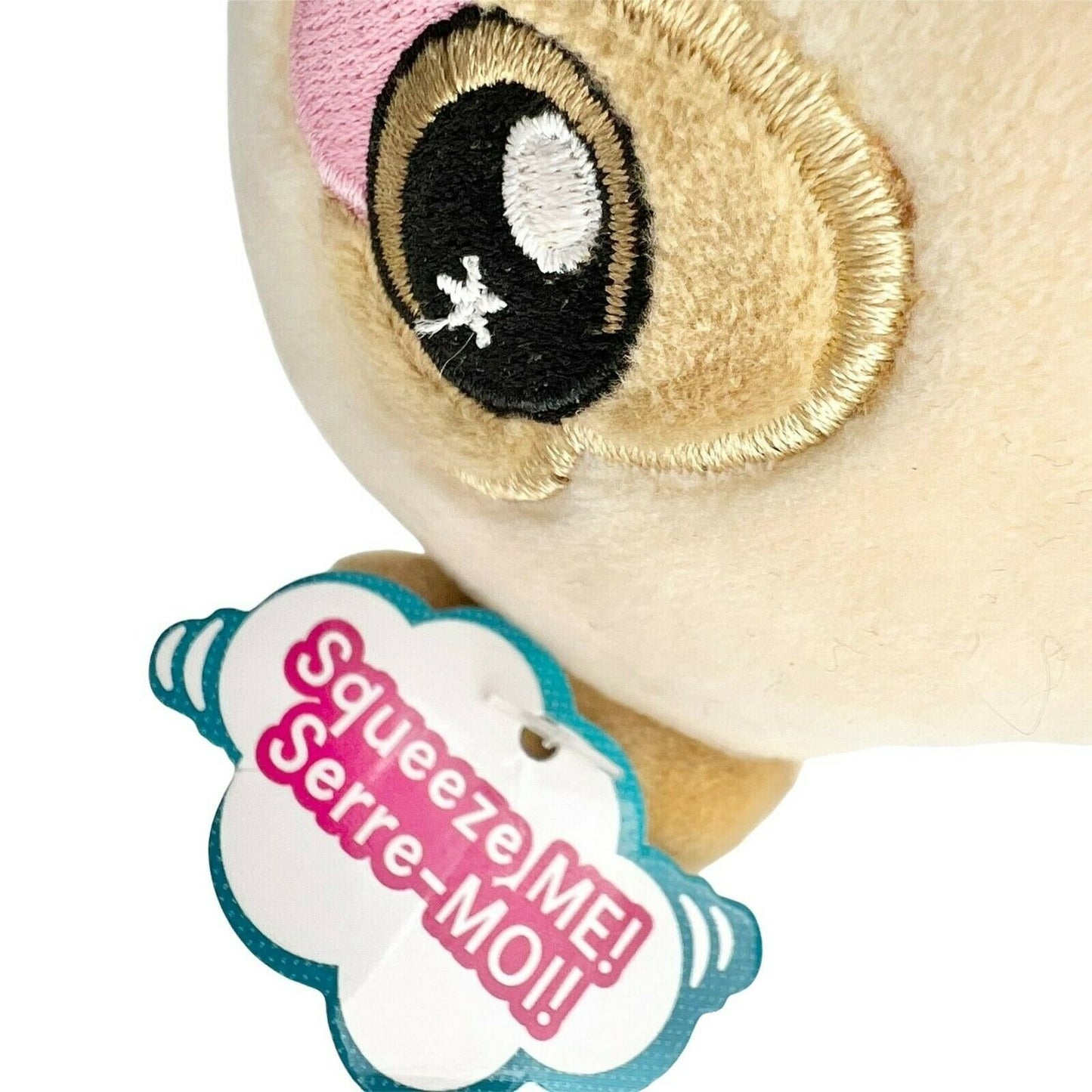 Squeezamals Dan the Dog Brown Puppy Plush Pink Cheeks 4" Stuffed Animal