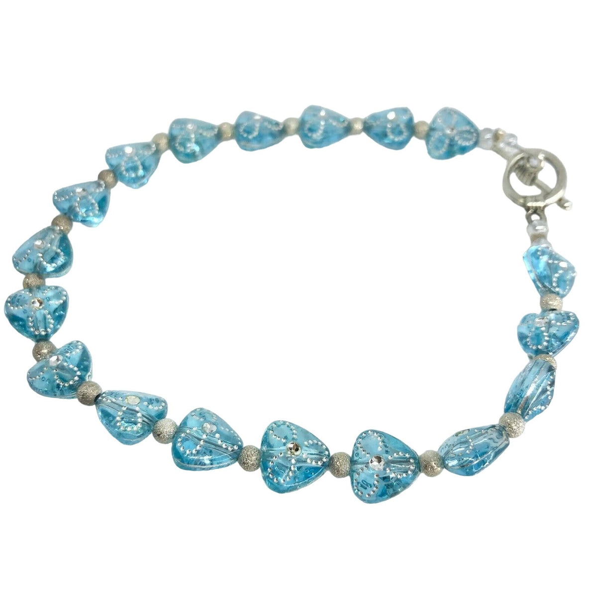 Handcrafted Bracelet Pale Blue Sparkly Beads Surprise Fresh NEW
