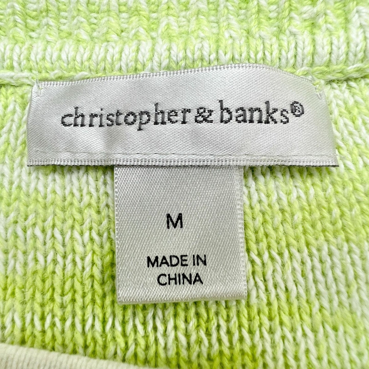 Christopher & Banks Womens Medium Light Green Pullover Henley Sweater 3/4 Sleeve