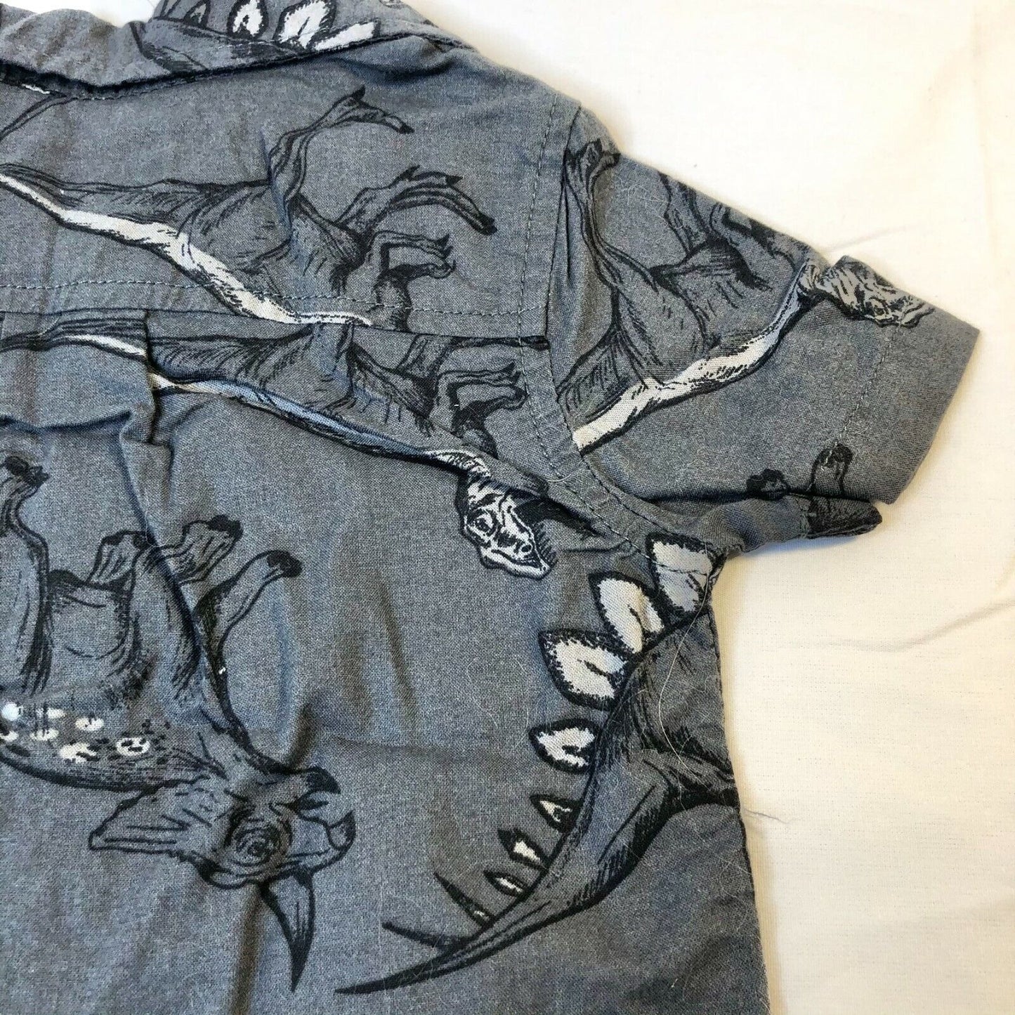 Cat & Jack 12M Dinosaur Woven Black and Gray Button Down Shirt NWT