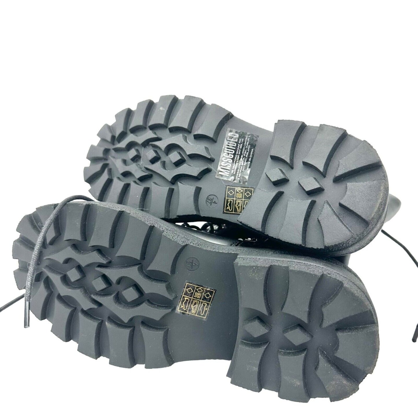 Missguided Combat Boots Size 6.5 Black Lace Up Side Zip Platform 2 in Heel NWOT