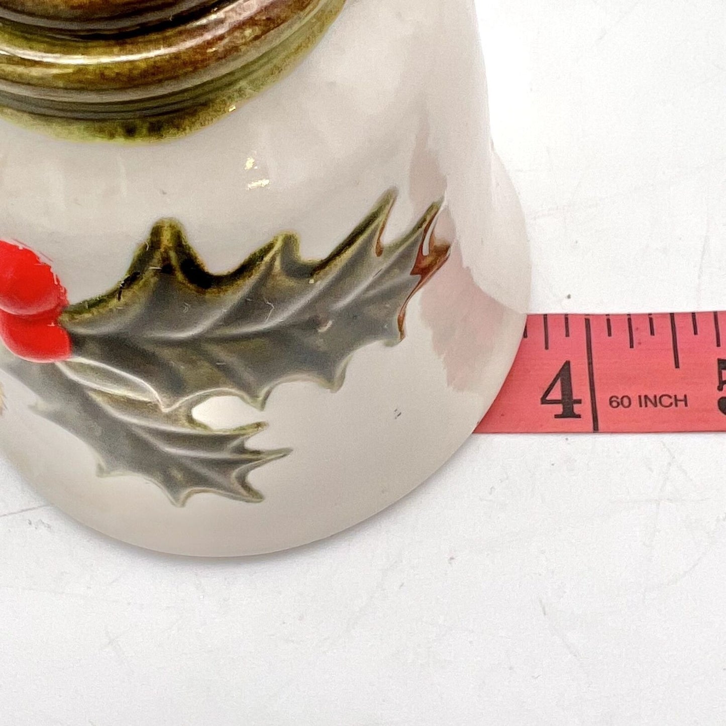 Christmas Bell 7 x 3.5 Ivory Green Holly Works