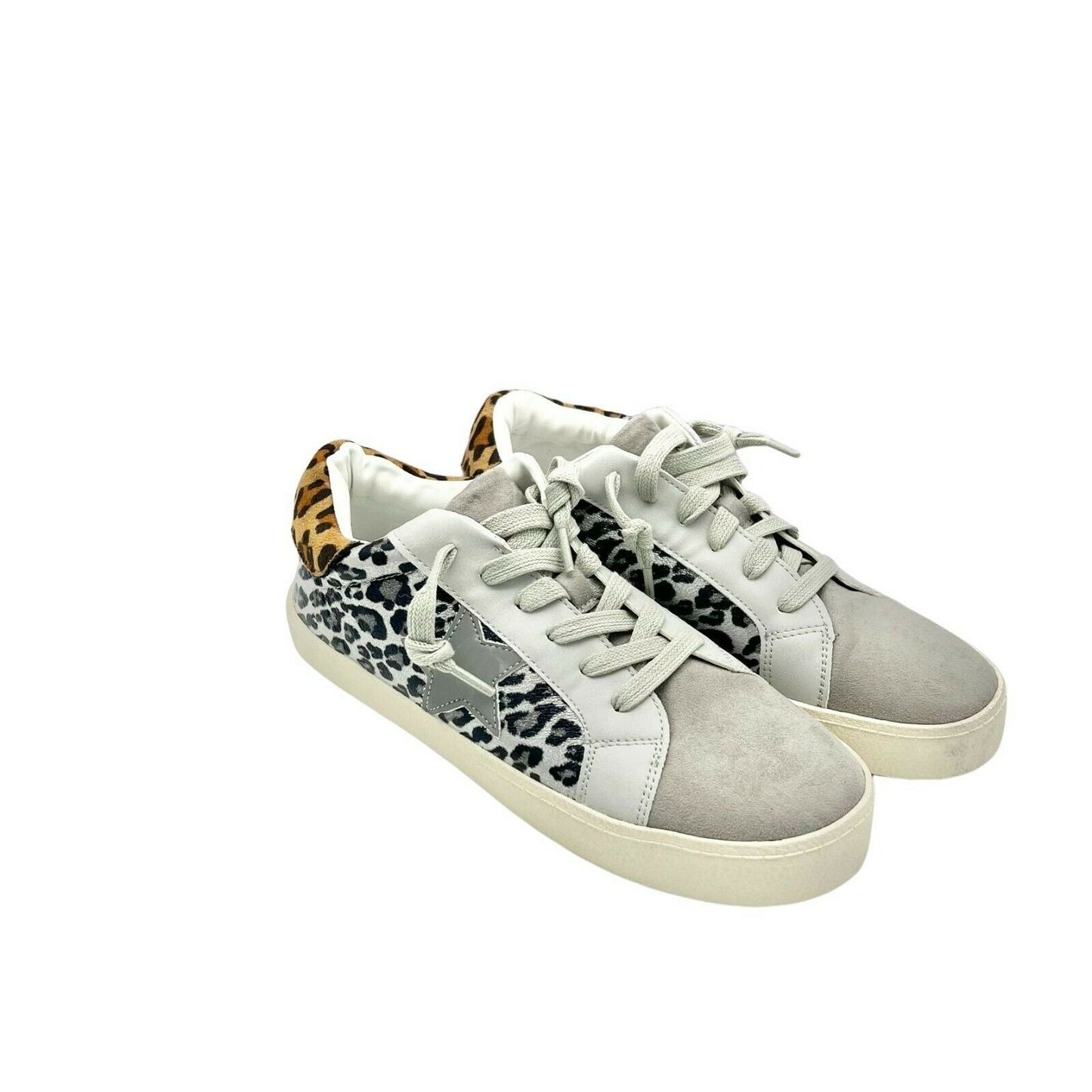 Madden Girl Larrk Grey Multi Animal Print Lace-Up Sneakers Size 7