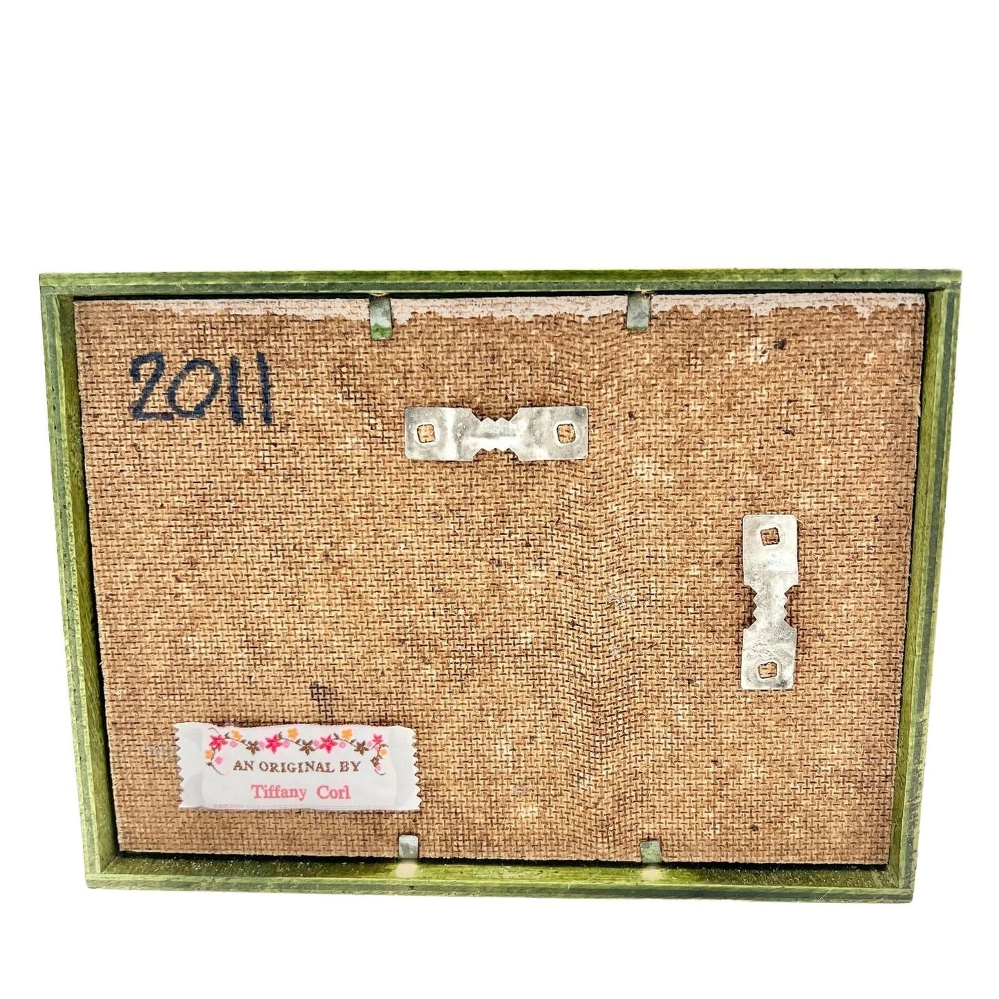 Handcrafted Shadow Box 7.5 x 5.5 x 3 Green Bird Christmas