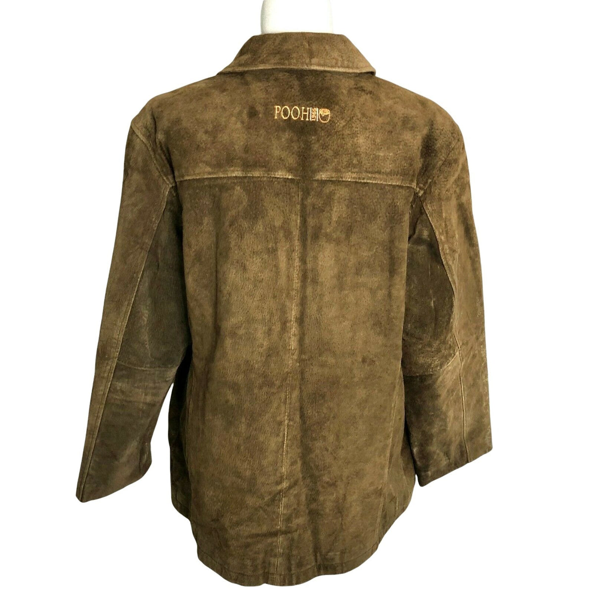 Vintage Disney Store 2XL Brown Leather Jacket W/ Winnie The Pooh Embroidery