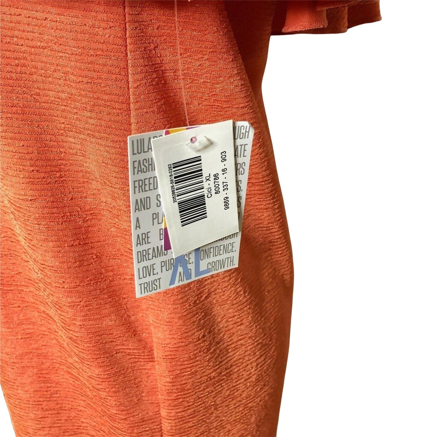 LuLaRoe Cici Women's XL Dress Orange Ruffles Textured NWT Retired