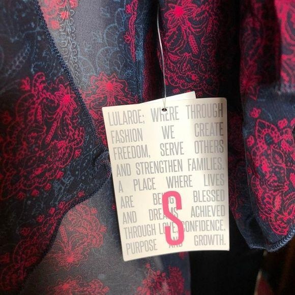 LuLaRoe Retired Monroe Women's S Kimono Blue Burgundy NWT
