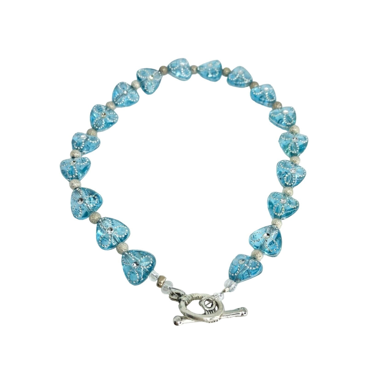 Handcrafted Bracelet Pale Blue Sparkly Beads Surprise Fresh NEW