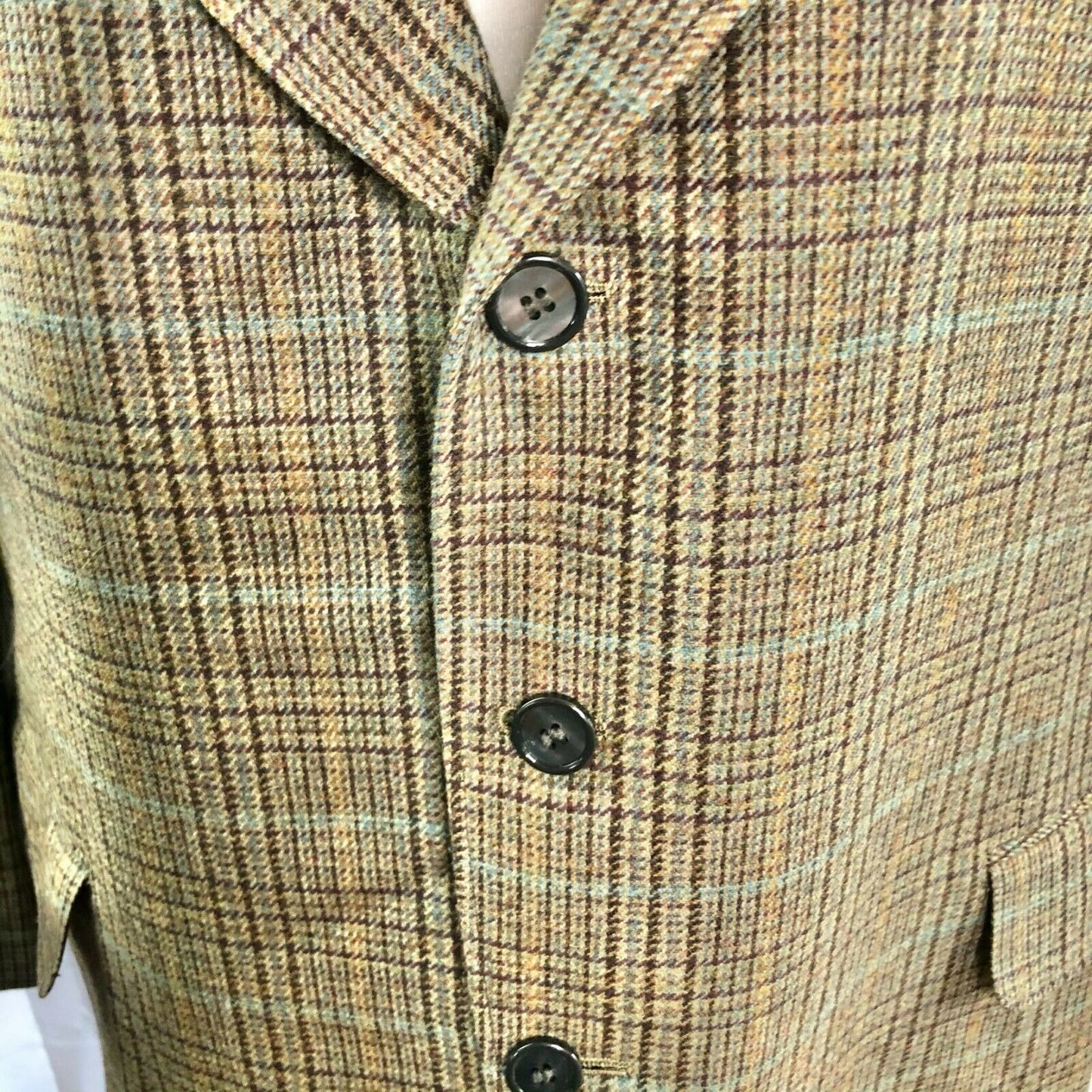 England House Men's Brown Plaid Sport Coat 51" Chest 3 button Notched Lapel
