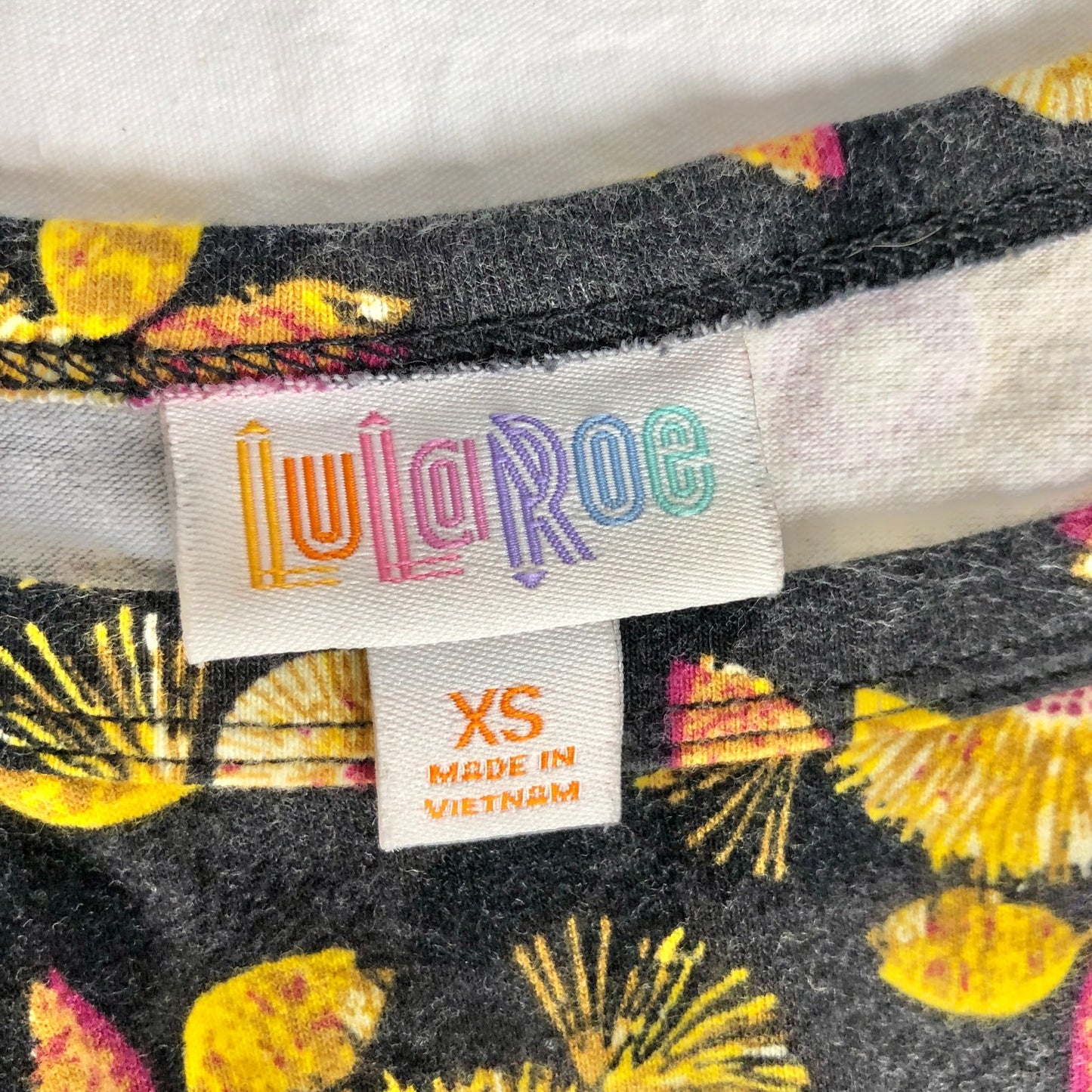 LuLaRoe Carly Dress XS Black with Yellow Floral Design