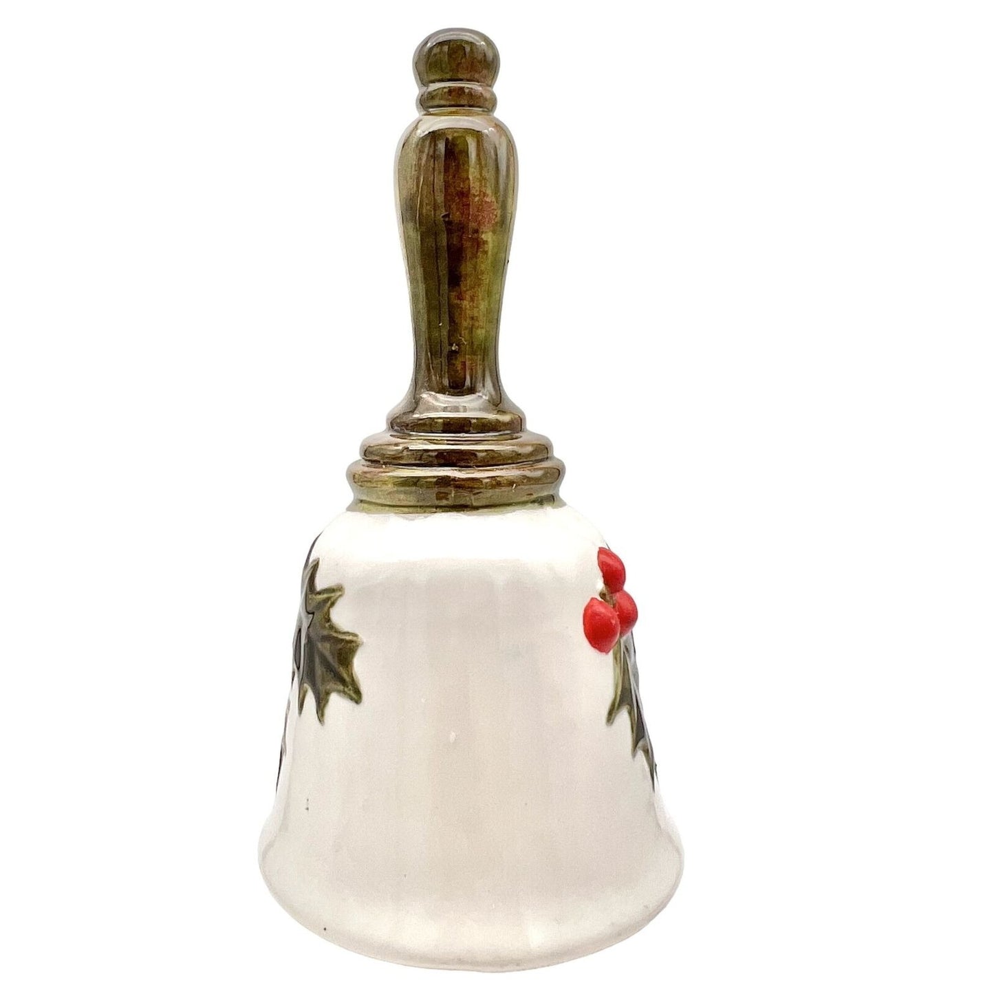 Christmas Bell 7 x 3.5 Ivory Green Holly Works