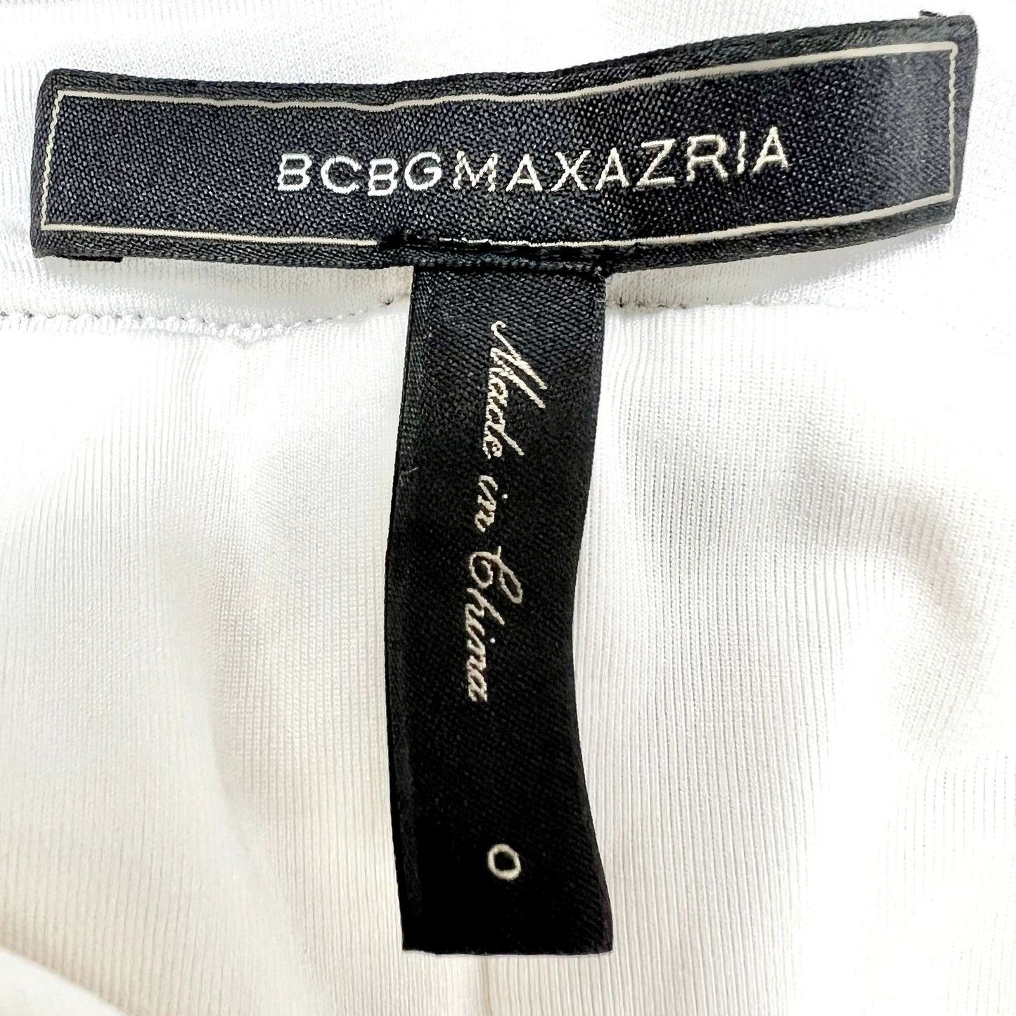 BCBGMaxazria Women's Saige Wrap Dress 0 Off White Black Trim Above Knee