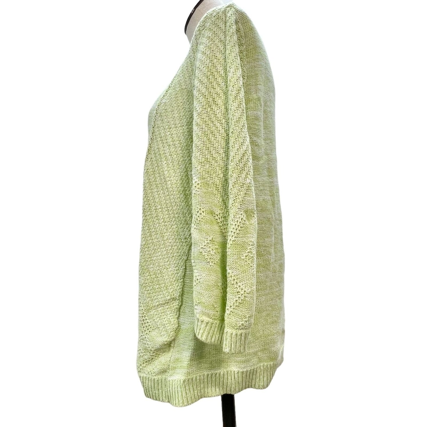 Christopher & Banks Womens Medium Light Green Pullover Henley Sweater 3/4 Sleeve