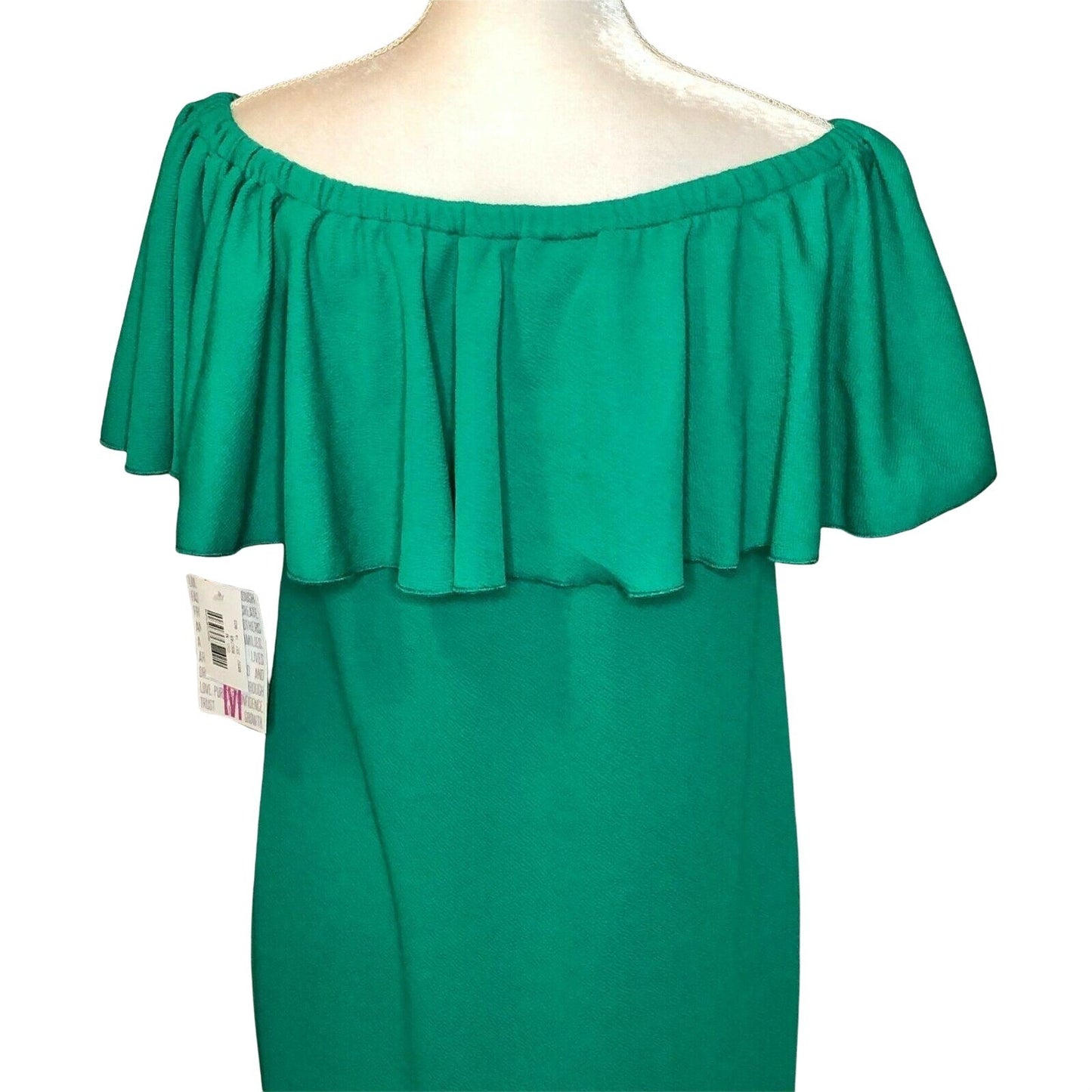LuLaRoe Cici Women's Medium Dress Emerald Green Ruffles Textured NWT retired