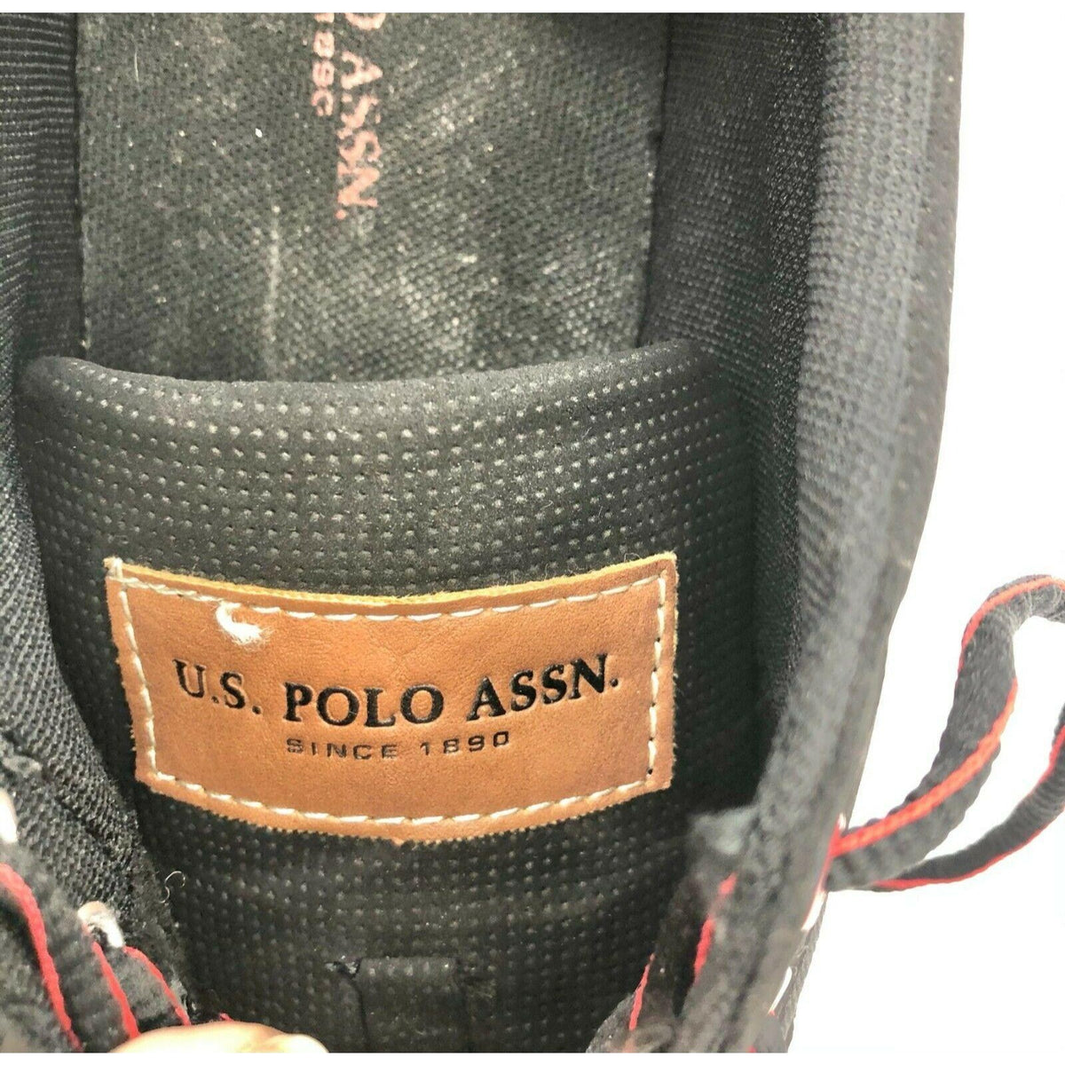 US Polo Assn Men's size 12 Black Sneakers with Tan and Red Features