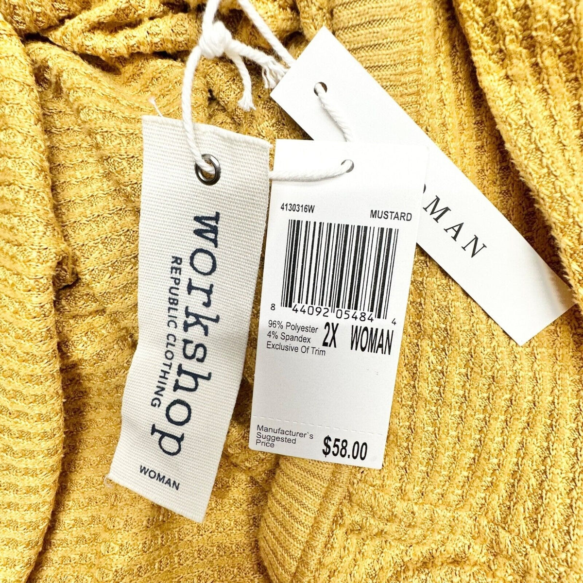Workshop Republic Clothing Thermal Hoodie Women's 2X Mustard Long Sleeve NWT