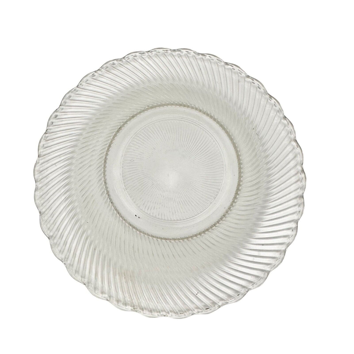 Set of 2 Vintage Scalloped Edged Bowls 12 inch Clear Glass Faceted