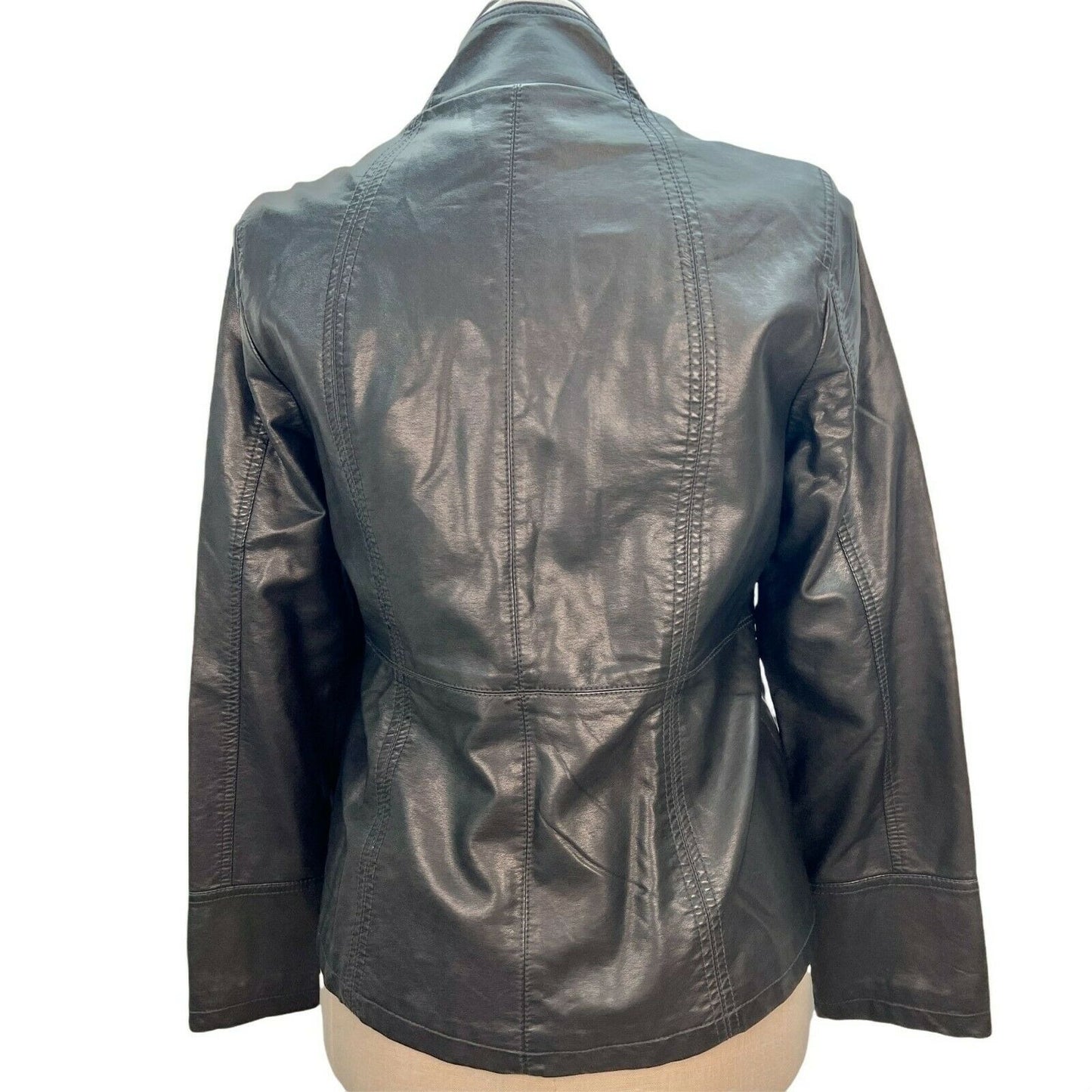 Kelly by Clinton Kelly Medium Black Zip Vegan Leather Jacket