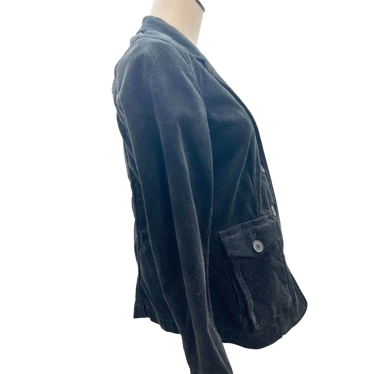 Relativity Womens Small Black Corduroy Button Up Jacket Pockets