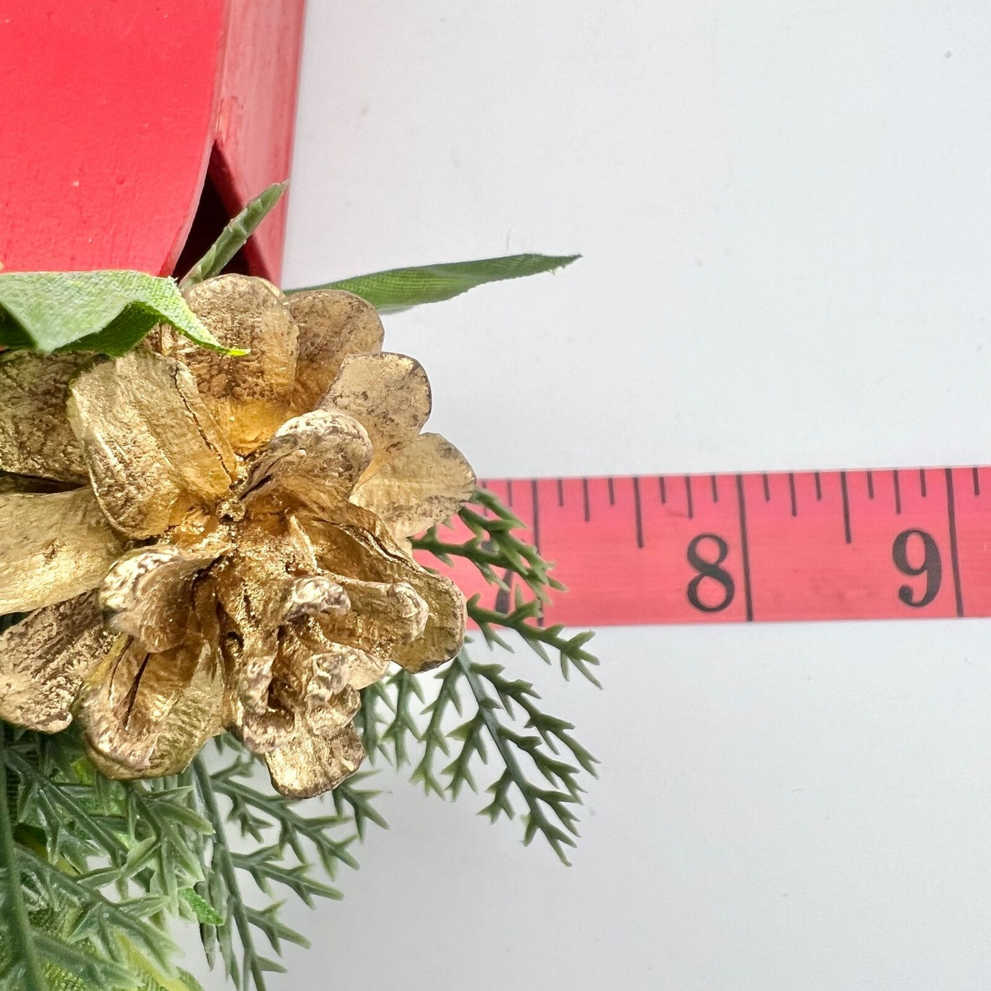 Handcrafted Wooden Box 9 x 7 Red with Holly Time to Get Jolly Christmas