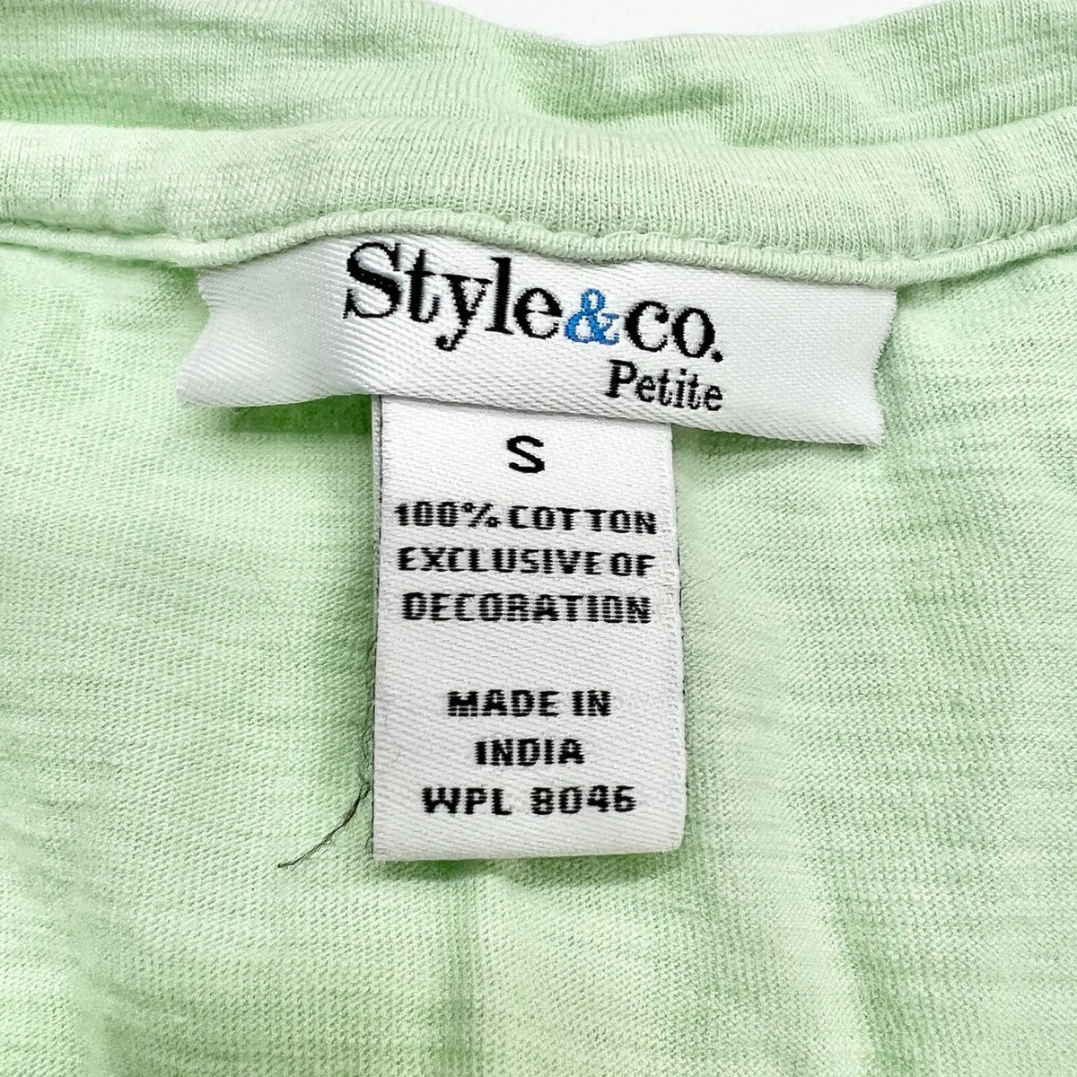 Style & Co T-shirt Women's Petite Small Light Green with Embellishments