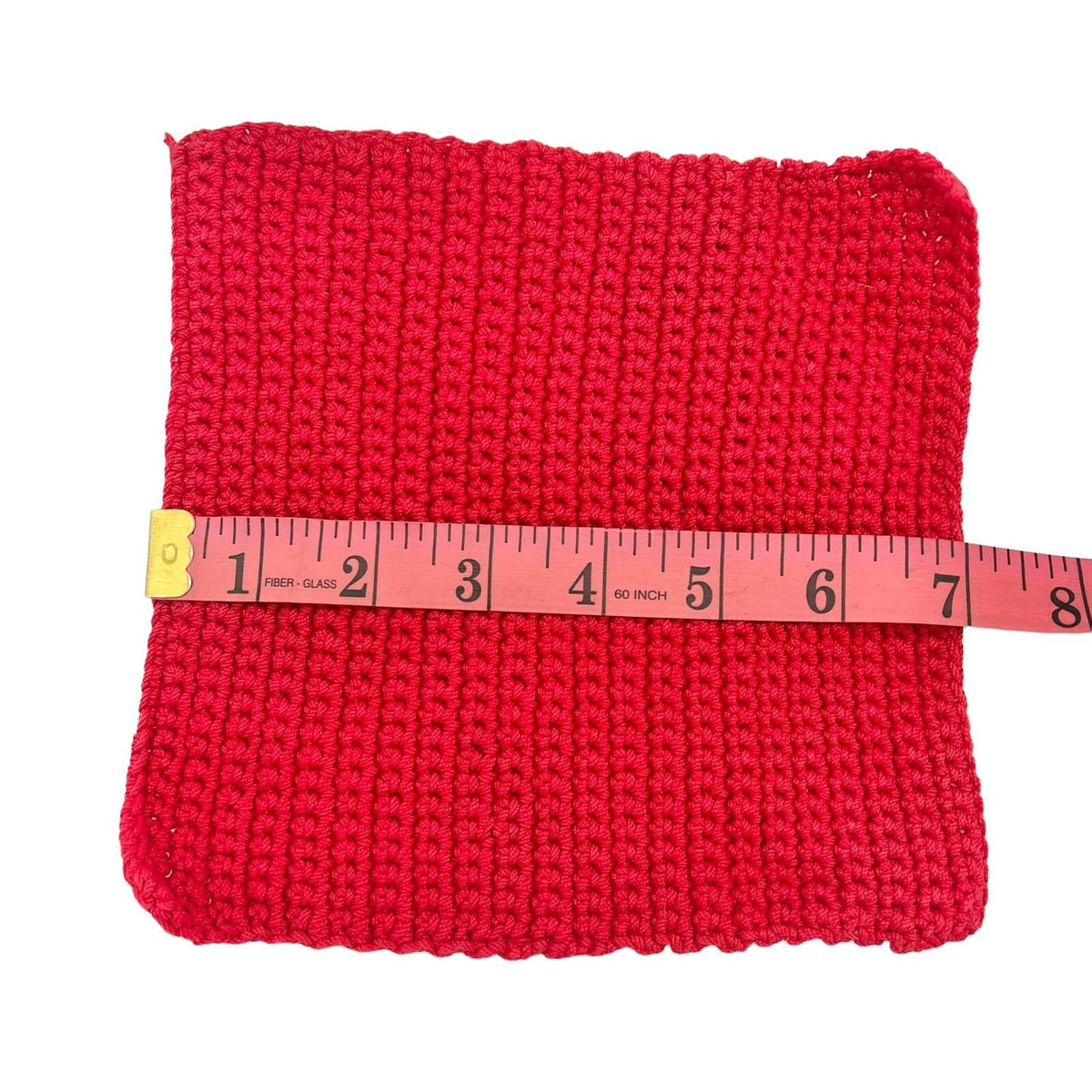 Crocheted Trivet and 2 Pot Holders Red with Green White Trim Christmas