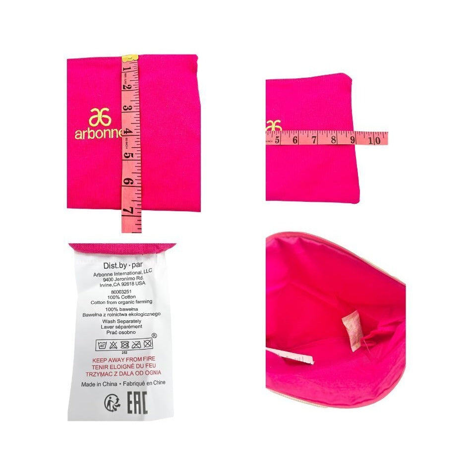 Arbonne Set of 3 Sizes Canvas Bags Pink Purple Green Zip Closure NEW