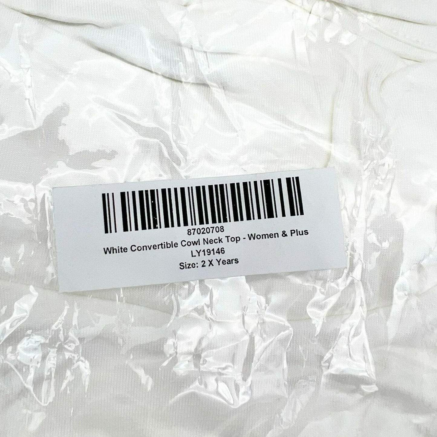 Z Avenue USA 2XL White Convertible Cowl Neck Top Face Cover NIP