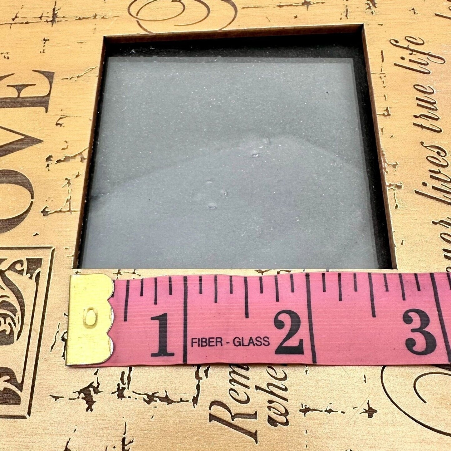 Picture Frame 7 inch Tan Engraved Love Sayings Holds Picture 2.5 x 2.5