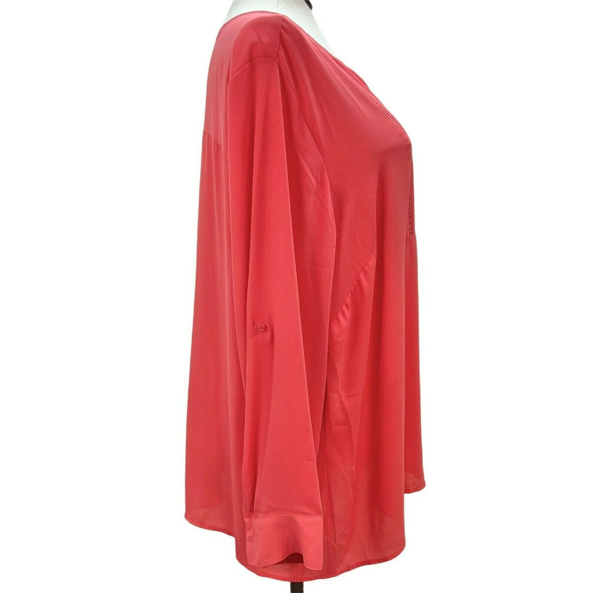 Lane Bryant Womens Coral Long Sleeve Tunic Blouse Size 26/28 Lightweight Top