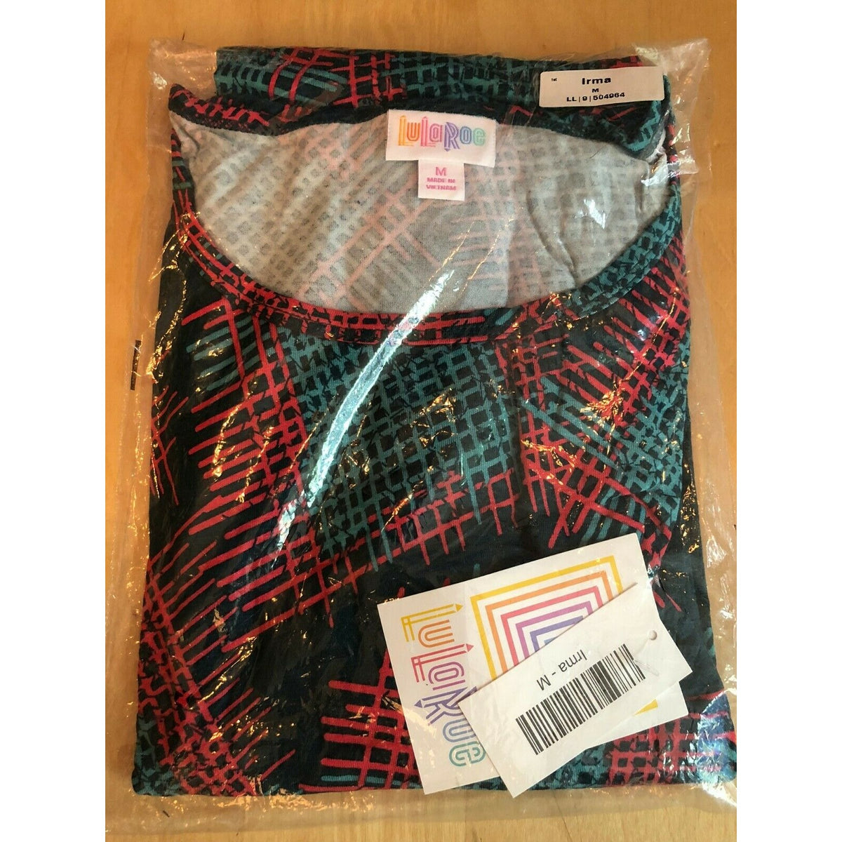 LuLaRoe RETIRED Irma Women's Size M Red & Green mid-length sleeves NWT