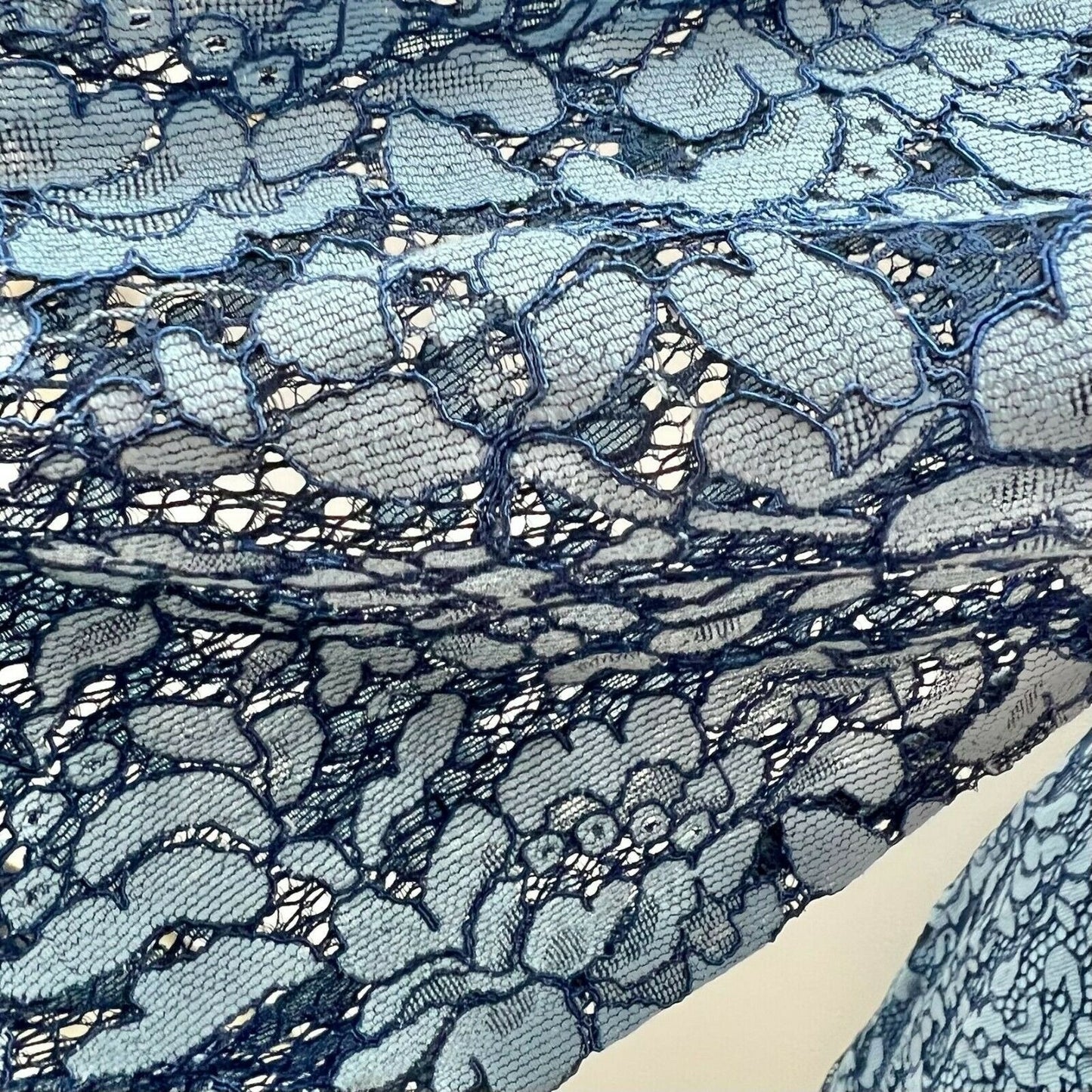 Suzanne Betro Women's 2X Blue Lacy Long Sleeve Handkerchief Dress NWT