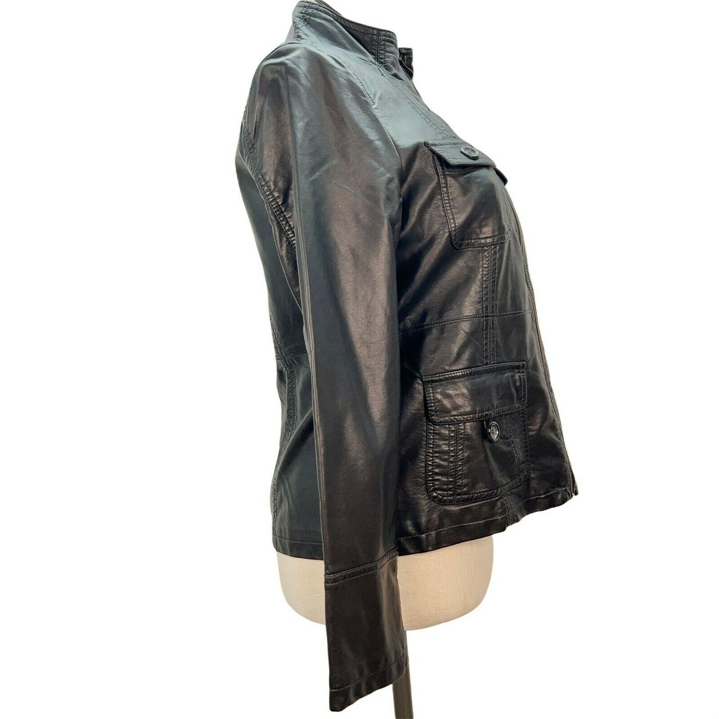 Kelly by Clinton Kelly Medium Black Zip Vegan Leather Jacket