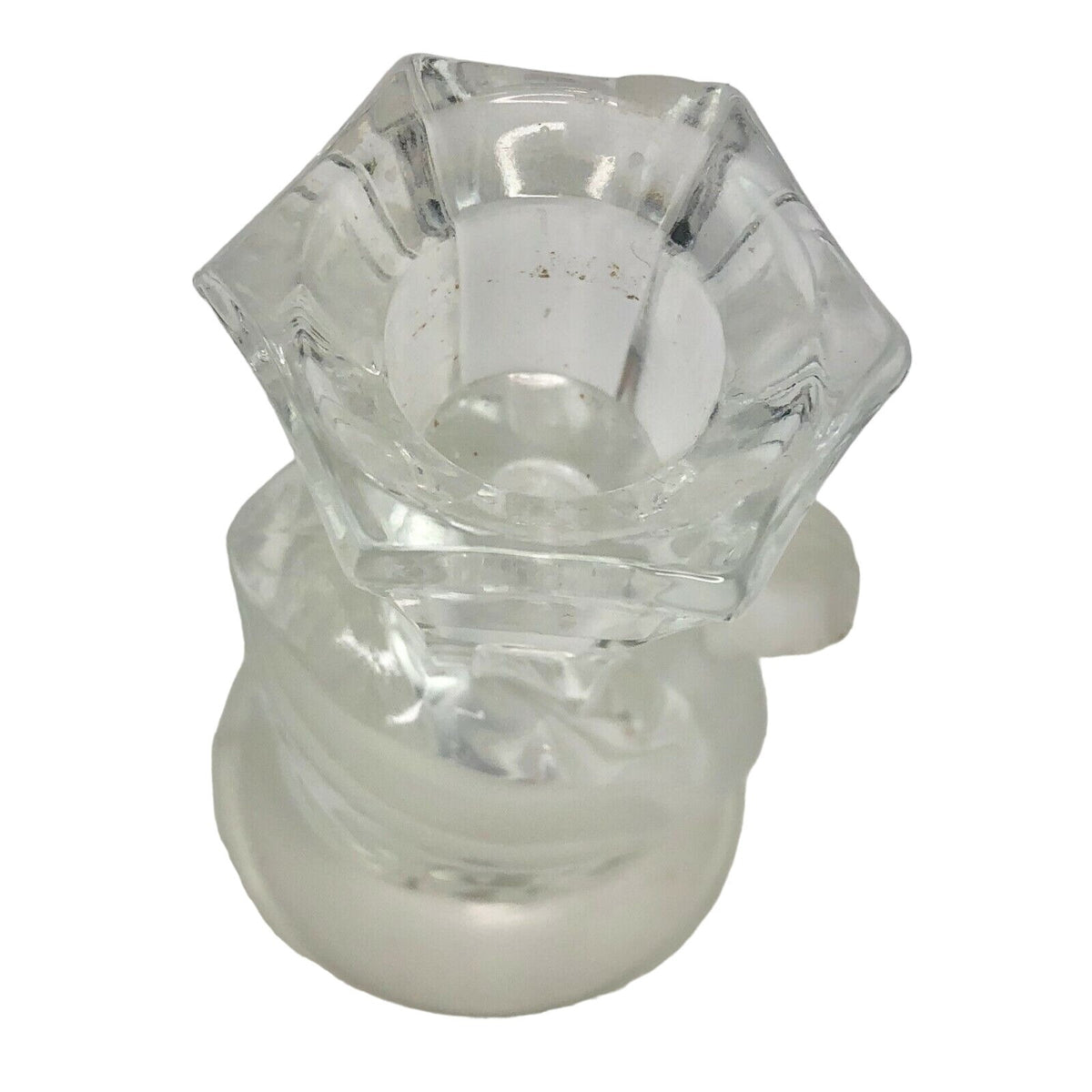Vintage Swan Shaped Frosted & Clear Glass Candle Holder 4 Inches