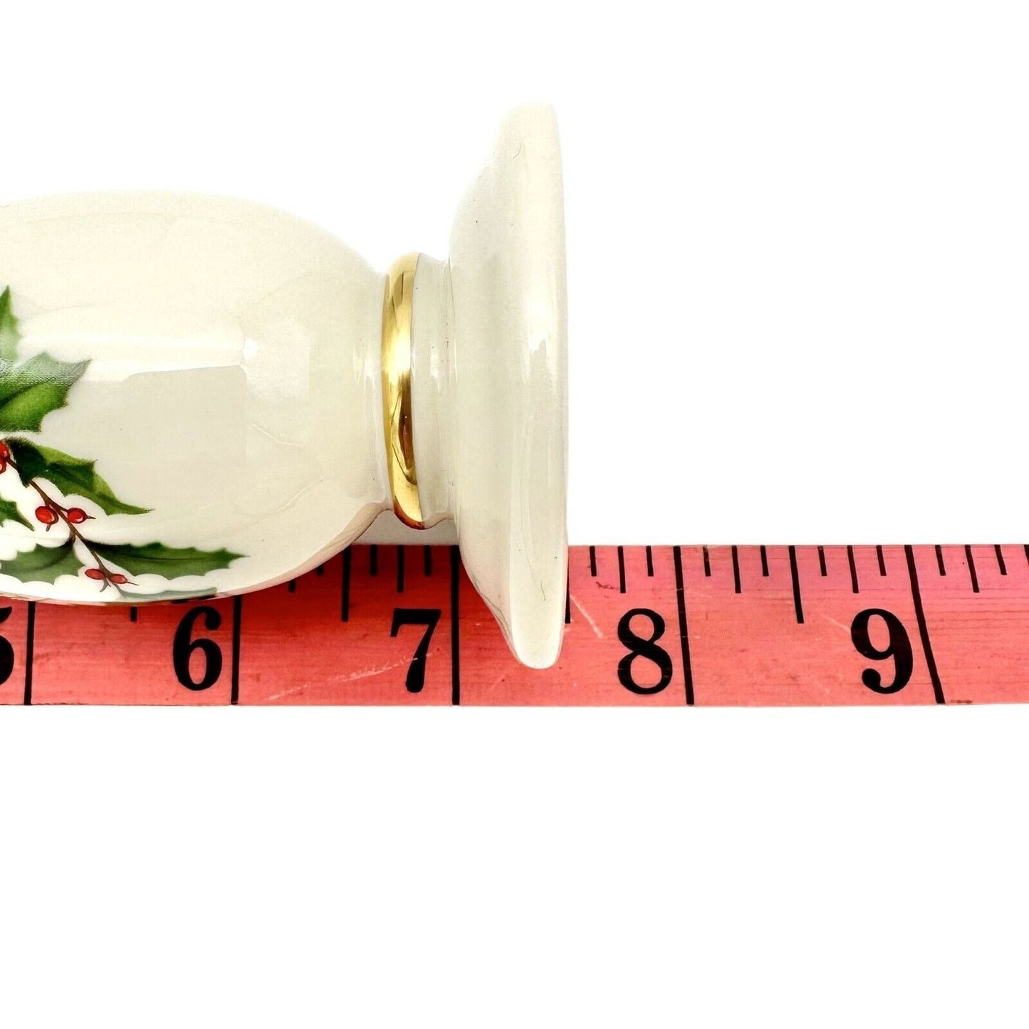 Lenox Holiday Christmas Bud Vase 7.5 x 2 Beige Gold Trim Holly