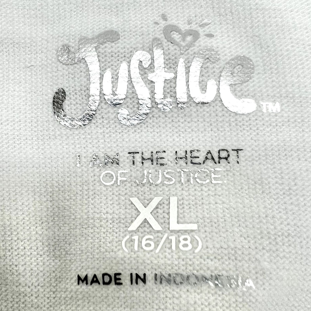 Justice T-shirt Girl's XL(16-18) White Justice Peace Sign Cuffed Sleeve NWT