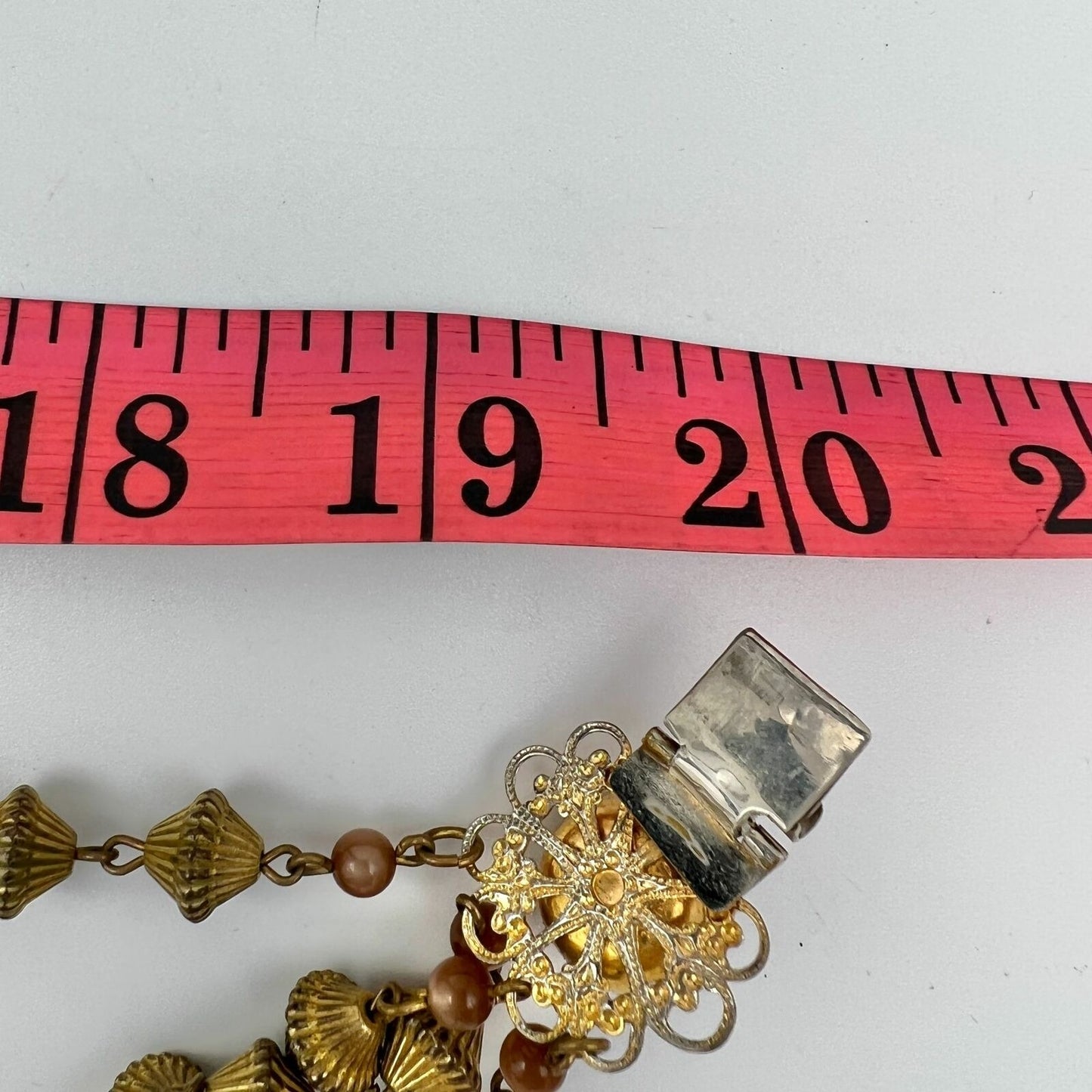 Vintage Goldtone Beaded 4 Strands Necklace Gray and Brown