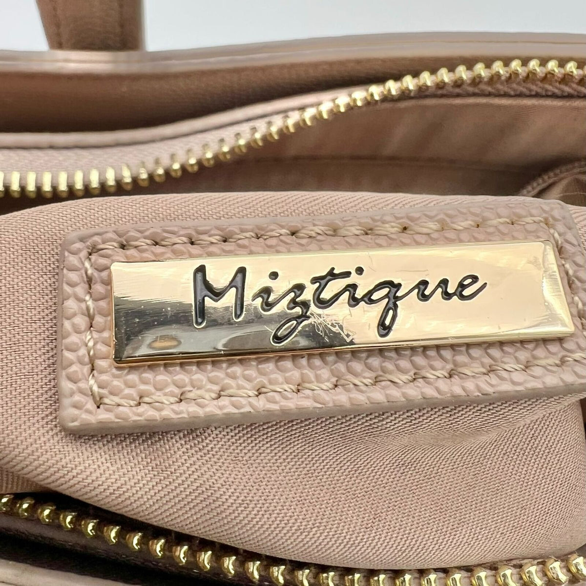 Miztique Satchel Purse 10.5 x 8.5 x 4 Camel Shoulder Strap Zip NEW