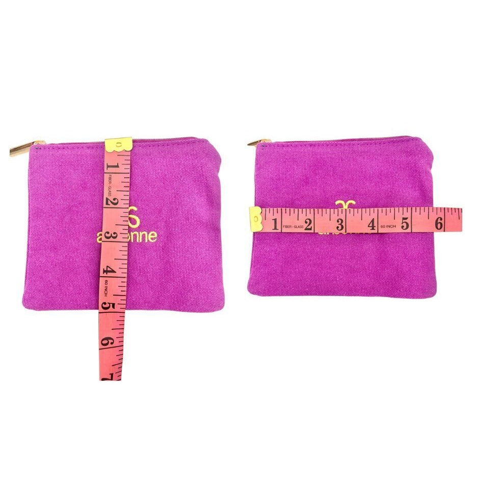 Arbonne Set of 3 Sizes Canvas Bags Pink Purple Green Zip Closure NEW