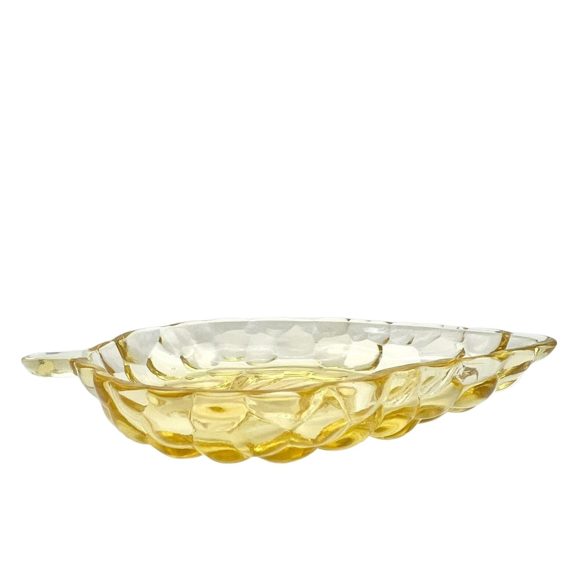 Vintage Amber Grape Trinket Dish 4.5 x 3 Glass Leaf Shape