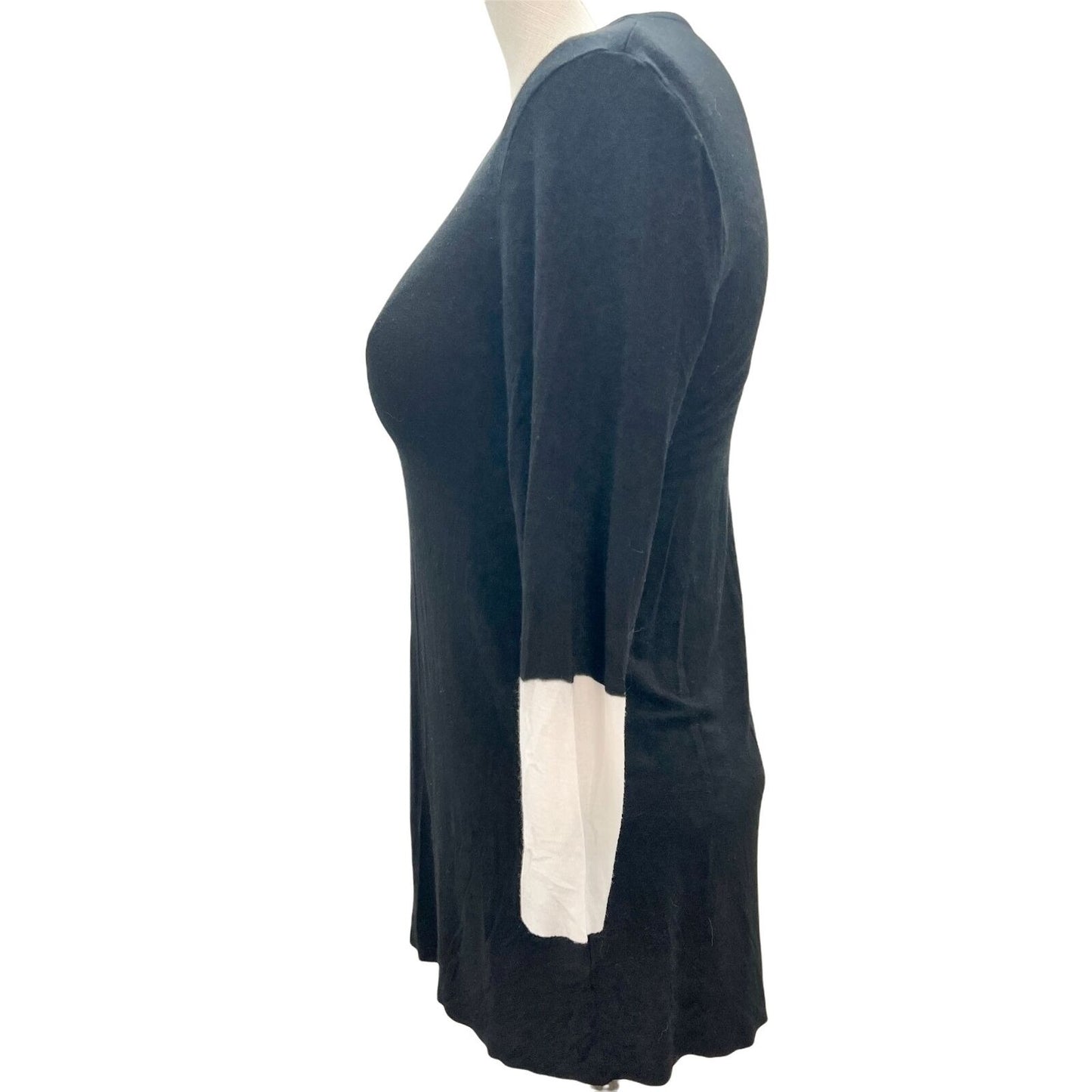 Bailey44 Women's Small Black Soft 3/4 Sleeve Top White Trim on Sleeve