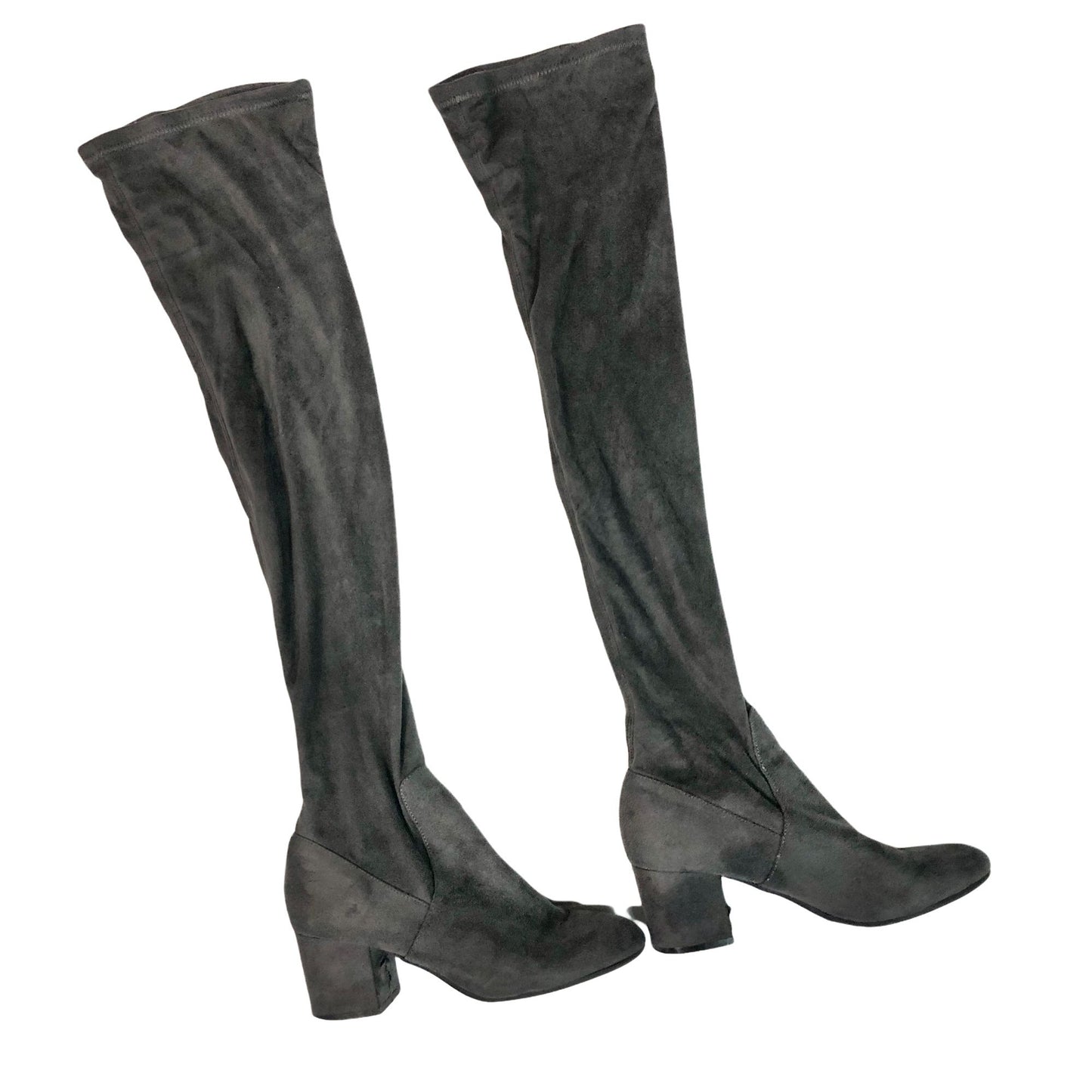 Steve Madden Isaac 6M Gray Suede Thigh High Boots