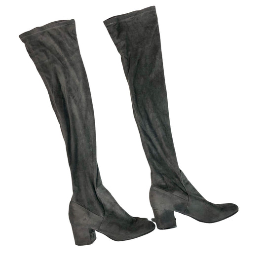 Steve Madden Isaac 6M Gray Suede Thigh High Boots