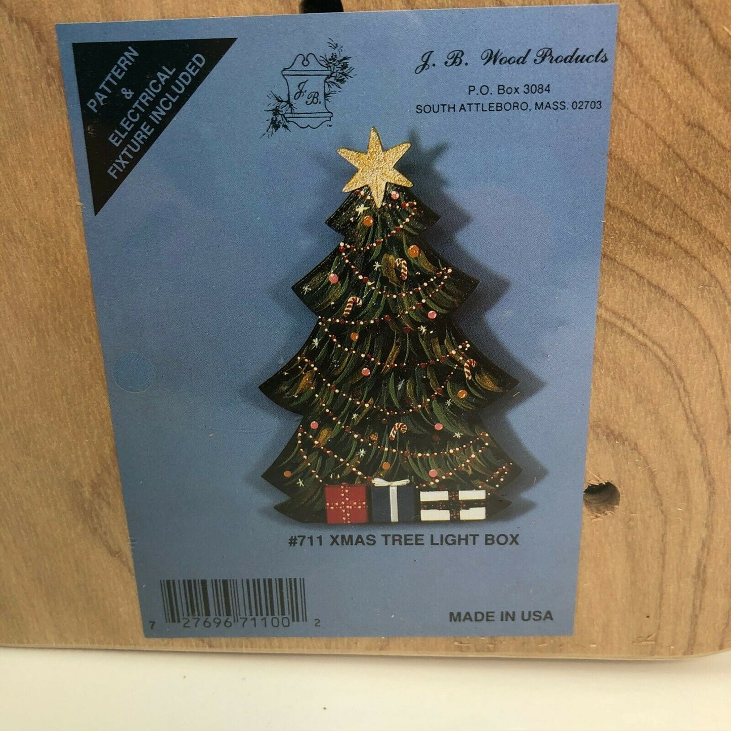 Wooden Christmas Tree Light Box Kit Craft Real Lights NIP