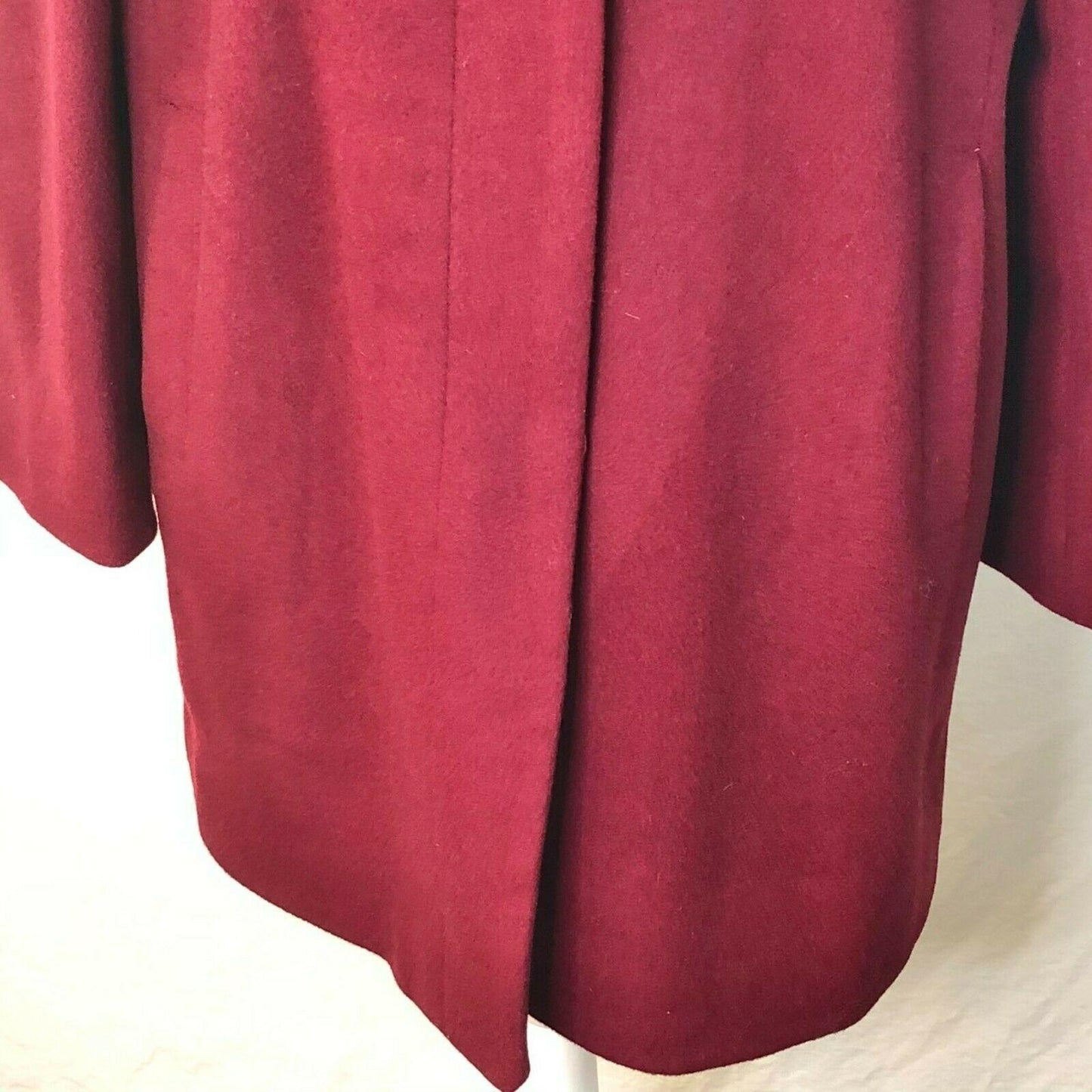 Vintage Red Wool Blend Button Front Coat Side Pockets Classic Collar Womens 12
