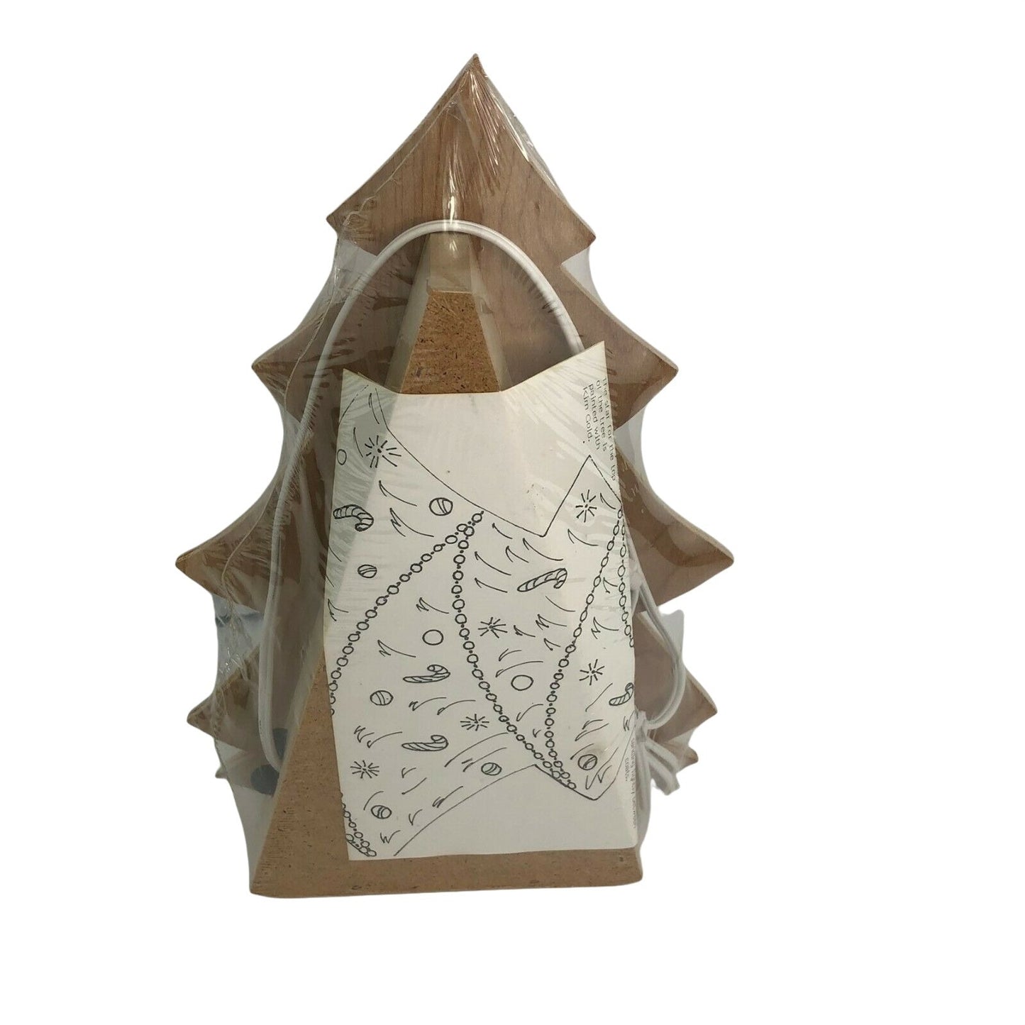 Wooden Christmas Tree Light Box Kit Craft Real Lights NIP