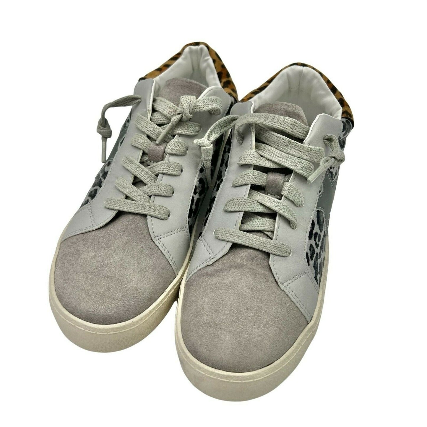 Madden Girl Larrk Grey Multi Animal Print Lace-Up Sneakers Size 7