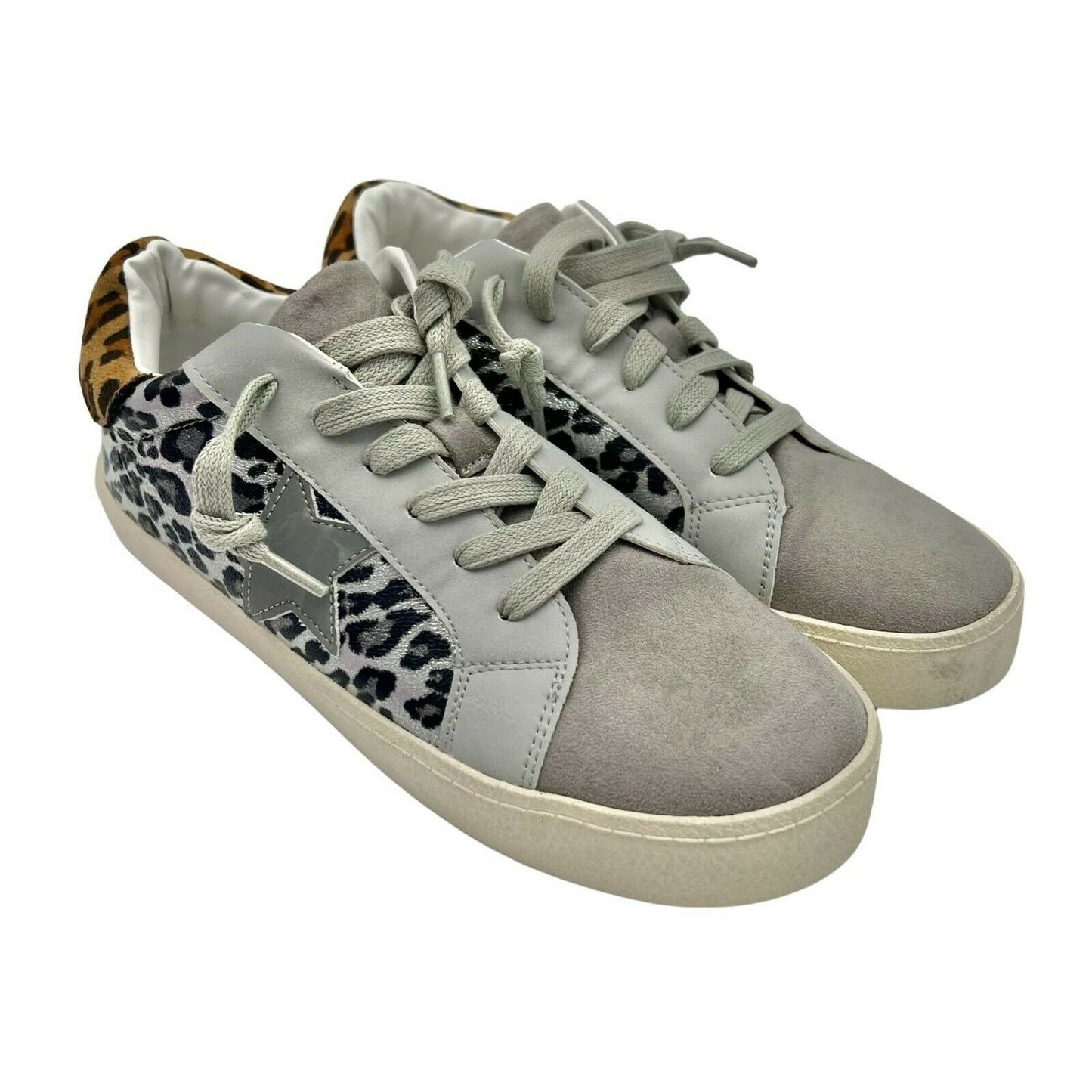 Madden Girl Larrk Grey Multi Animal Print Lace-Up Sneakers Size 7