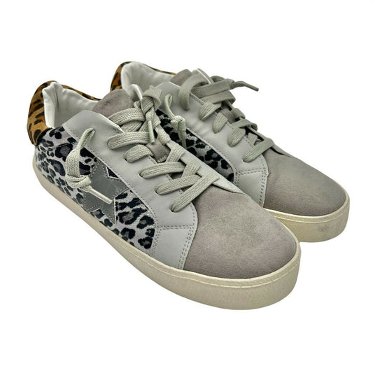 Madden Girl Larrk Grey Multi Animal Print Lace-Up Sneakers Size 7